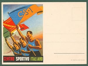 MANCIOLI. Centro sportivo italiano. Cartolina d'epoca raffigurante atleti e bandiere. Non viaggia...