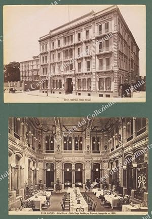 (Campania) Napoli, Hotel Royal. Belle vedute esterne. 2 fotografie originali, databili tra il 188...