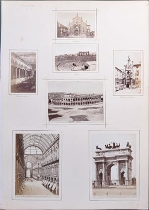 VERONA - MILANO. 7 foto d'epoca (circa 1870, tecnica dell'albumina).