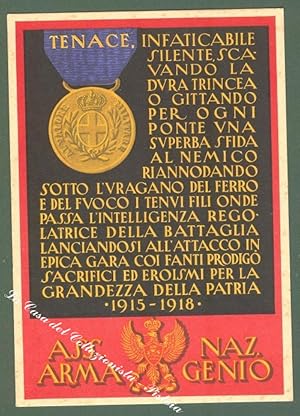 ASSOCIAZIONE NAZIONALE ARMA DEL GENIO. Cartolina d'epoca, circa 1935.