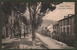RONCO SCRIVIA, Genova. Viale della Stazione. Cartolina d'epoca viaggiata nel 1917.