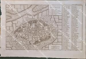 PIACENZA. âPlan de la ville de Plaisanceâ. Pianta della cittÃ vista. De La Lande, Parigi 1769.