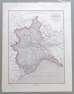 PIEMONTE. Nuova carta del Piemonte con le divisioni di provincia e circondari nonchè i Capiluoghi...