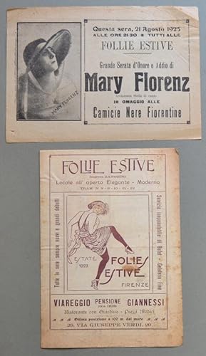 FIRENZE. FOLLIE ESTIVE. Insieme di 1 pieghevole e 1 volantino originali pubblicitari del 1923 (1 ...