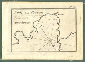 GRECIA. EGEO. "Port de Piscopi". Acquaforte. Portolano Allezard, Livorno 1817.