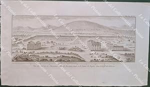 Bild des Verkufers fr PESTUM.   Vue des Ruines de l  Ancienne Ville de Paestum  . Veduta generale con i monti sullo sfondo. De La Lande, Parigi 1769. zum Verkauf von La Casa del Collezionista