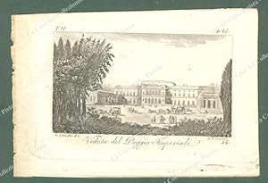 Toscana. POGGIO IMPERIALE, Firenze. Veduta generale. Acquaforte incisa da A. Verico, anno 1827