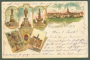 GERMANIA. Gruss aus Duren. Cartolina d'epoca viaggiata nel 1898