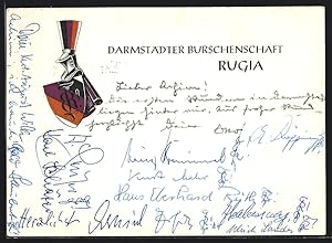Ansichtskarte Darmstadt, Burschenschaft Rugia, Studentenwappen