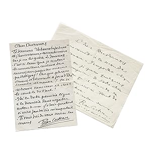 Deux rares lettres de jeunesse de Cocteau à son ami Duvernois et évoquant La Danse de Sophocle, s...