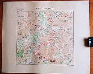 Bataille de Leipzig 16,18 et 19 octobre 1813. Carte d'étude de l'Ecole spéciale militaire de Sain...