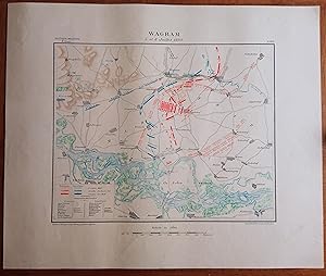 Wagram (bataille de) 5 et 6 juillet 1809. Carte d'étude de l'Ecole spéciale militaire de Saint-Cyr.