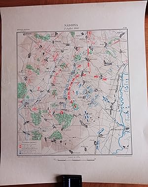 Sadowa (bataille de). Carte d'étude de l'Ecole spéciale militaire de Saint-Cyr.