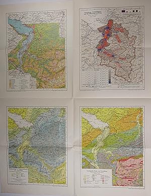 Bild des Verkufers fr bersichtskarte ber die Vegetationsstufen von Vorarlberg. Aufgenommen von H. Gams und E. Schmid. / Gemeindegaue und Bevlkerungsverteilung. Von Oskar Baldauf. / Niederschlag- u. Temperaturkarte. Zusammengestellt und bearbeitet von Josef Schnetzer. / Geologische Karte von Vorarlberg. Zusammengestellt von Josef Blumrich. 4 farb. Karten auf 1 Blatt v. Freytag & Berndt. Wien, Schulwissenschaftlicher Verlag Haase 1931, je 37 x 29 cm, mehrf. gefalt. zum Verkauf von Antiquariat Johannes Mller