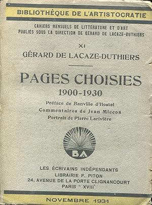 Seller image for Pages choisies 1900-1930 for sale by Bloody Bulga