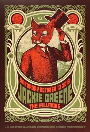2018 American Concert Poster, Jackie Greene at The Fillmore, Scrojo