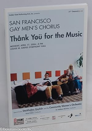 Golden Gate Performing Arts presents San Francisco Gay Men's Chorus: Thank You For the Music, Mon...