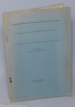 Immagine del venditore per The Two Sources of the Hispanic Suffix -azo, -aco. Reprinted from Language Vol. 35, No. 2, April-June, 1959 venduto da Bolerium Books Inc.