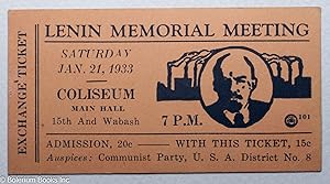 Lenin Memorial Meeting, Saturday Jan. 21, 1933 - Coliseum Main Hall, 15th and Wabash