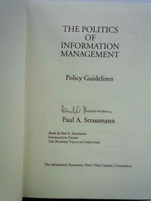 Seller image for The Politics of Information Management: Policy Guidelines for sale by World of Rare Books