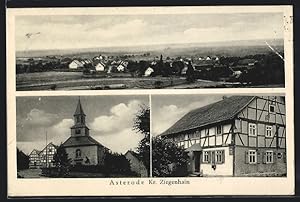 Bild des Verkufers fr Ansichtskarte Asterode /Kr. Ziegenhain, Gasthaus Heinrich Simon, Kirche, Ortsansicht zum Verkauf von Bartko-Reher