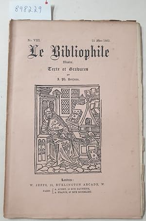 Seller image for Le Bibliophile : No. VIII : 15 Mars 1862 : for sale by Versand-Antiquariat Konrad von Agris e.K.