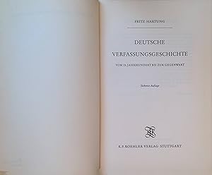 Seller image for Deutsche Verfassungsgeschichte. Vom 15. Jahrhundert bis zur Gegenwart. for sale by books4less (Versandantiquariat Petra Gros GmbH & Co. KG)