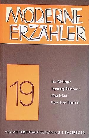 Imagen del vendedor de Moderne Erzhler 19. a la venta por books4less (Versandantiquariat Petra Gros GmbH & Co. KG)