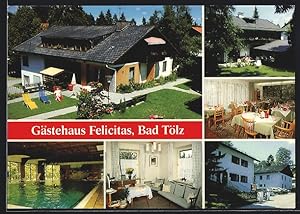 Bild des Verkufers fr Ansichtskarte Bad Tlz, Gstehaus Felicitas mit Schwimmbad, Speisesaal und Garten zum Verkauf von Bartko-Reher