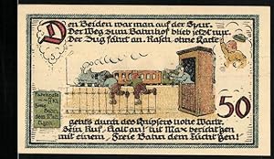 Bild des Verkufers fr Notgeld Gatersleben 1921, 50 Pfennig, Max und Moritz rennen zur Bahn zum Verkauf von Bartko-Reher