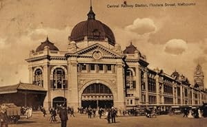 Ansichtskarte / Postkarte Melbourne Australien, Hauptbahnhof, Flinders Street