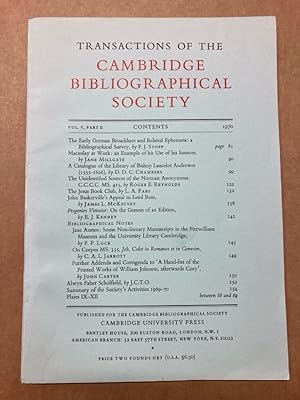 Transactions of the Cambridge Bibliographical Society. Vol V, Part II.