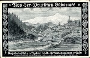 Künstler Ansichtskarte / Postkarte Deutsche Südarmee, Karpathendorf Vizköz, Wyskower Pass, russis...