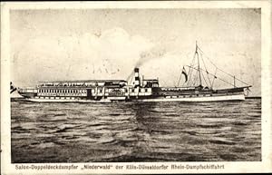 Ansichtskarte / Postkarte Salon-Doppeldeckdampfer Niederwald, Köln-Düsseldorfer Rhein-Dampfschiff...