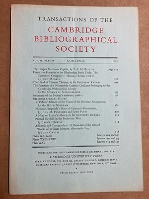 Transactions of the Cambridge Bibliographical Society. Vol IV, Part IV.