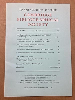Transactions of the Cambridge Bibliographical Society. Vol V, Part I.