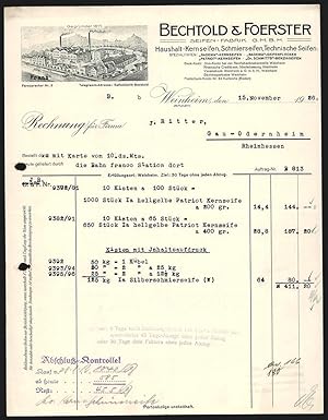 Bild des Verkufers fr Rechnung Weinheim 1926, Bechtold, Foerster, Seifen-Fabrik GmbH, Totalansicht des Betriebsgelndes zum Verkauf von Bartko-Reher