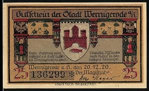 Image du vendeur pour Notgeld Wernigerode 1920, 25 Pfennig, Hexen auf ihren Besen in der Luft mis en vente par Bartko-Reher