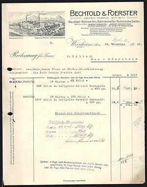 Bild des Verkufers fr Rechnung Weinheim 1926, Bechtold, Foerster, Seifen-Fabrik GmbH, Gesamtansicht des Werksgelndes zum Verkauf von Bartko-Reher