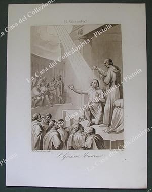 S.GINESIO MARTIRE, Patrono dei notai. Acquatinta in color seppia, incisa da Wenzel, circa 1840