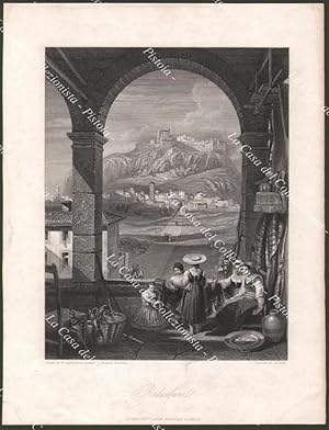 Toscana. RADICOFANI. Incisione dall'opera di Brockedon, circa 1860