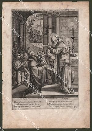 Miracoli - esorcismo. San Bernardo da Chiaravalle. Acquaforte del 1587