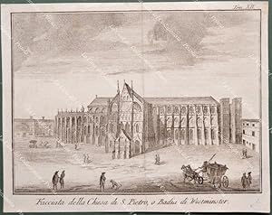 Anno 1750. Inghilterra England. Londra. FACCIATA DELLA CHIESA DI S. PIETRO, O BADIA DI WESTMINSTER