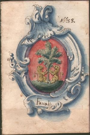 FAVALI di REGGIO. Splendido acquarello settecentesco raffigurante lo stemma della famiglia.