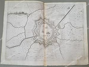 BELGIO. FURNES. Pianta topografica della cittÃ di "Furnes". Acquaforte anno 1683