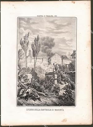 Seller image for Lombardia. EPISODIO DELLA BATTAGLIA DI MAGENTA. Litografia dall'opera di Valente, anno 1860 for sale by La Casa del Collezionista