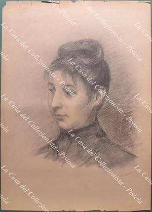 RITRATTO DI GIOVANE DONNA. Disegno a lapis di grandi dimensioni, datato dicembre 1887