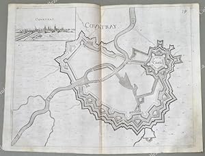 BELGIO. COURTRAY. Pianta topografica della cittÃ di "Courtray". Acquaforte anno 1683