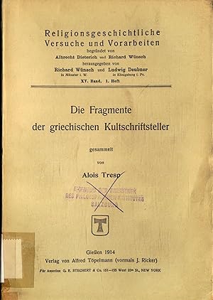 Immagine del venditore per Die Fragmente der griechischen Kultschriftsteller Band 15 Heft 1 venduto da avelibro OHG