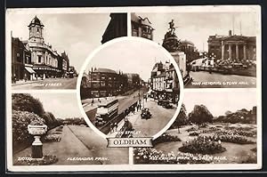 Immagine del venditore per Postcard Oldham, High Street, Union Street, Alexandra Park, War Memorial, Town Hall venduto da Bartko-Reher